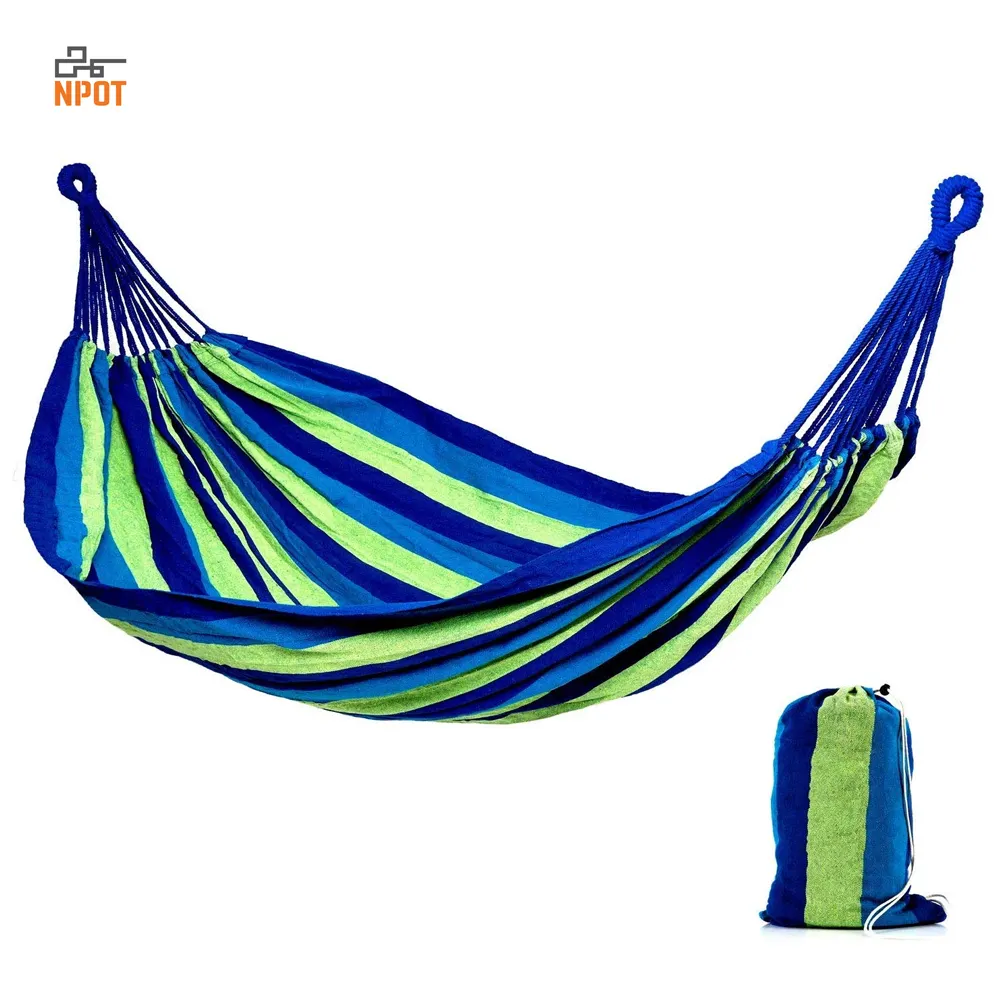 NPOT Best Selling Outdoor Portátil Parachute Hammock Praia Canvas Folding Hammock com Correias Árvore