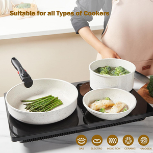 Ollas de Cocina de Alta Calidad con Tapas de Vidrio, Asas Desmontables, Aptas para Lavavajillas y Horno, para Estufas de Gas e Inducción, Juego de Utensilios de Cocina de Cerámica - Product Image 3