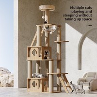 Arbre à chat intégré de grande taille avec plateforme de saut interactive multi-chats, design capsule spatiale et griffoir pour chat
