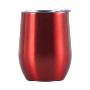 Custom Logo 12oz Egg Shaped Tumbler Double Wall Vacuum <b>Insulated</b> Stainless Steel Wine <b>Mug</b> with BPA Free Clear Lid - Product Image 2