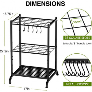 <b>Gardening</b> tool organizer with <b>hooks</b>, garage/patio tool tower, holds 35 long-handled tools. - Product Image 2