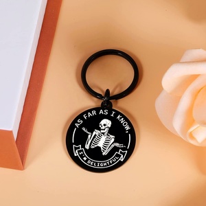 Portachiavi <span class=keywords><strong>con</strong></span> Teschio, Regalo Divertente, Scheletro 'Finché non lo saprò io, sono un piacere', Portachiavi Sarcasmi per Colleghi, Regali da Lavoro - Product Image 3