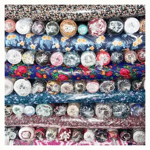 Kg di pezzi di taglio di prezzo tessuti in rayon viscosa stampati stock di tessuto di porcellana lunghezza 5-20m tessuti vestiti