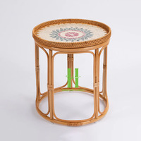 Meilleur Choix Table Basse Convertible Pliante Moderne en Rotin Floral avec Plateau Nacre Personnalisé OEM pour Salon