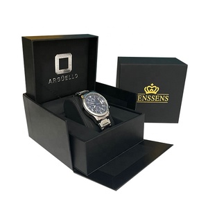 Watch Box Manufacture Custom Logo Black Leather Cardboard Paper Gift Packaging Cases Watch Box