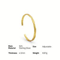 Chris april dernière conception en argent sterling 925 plaqué or minimaliste feuille texture manchette bracelets