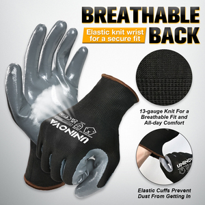 Nitril Pürüzsüz Güvenlik Eldivenleri 13G Naylon Oto Tamir Montaj Mekaniği Kaymaz Yağa Dayanıklı ABD Yerel Deposu 12 Çift - Product Image 2