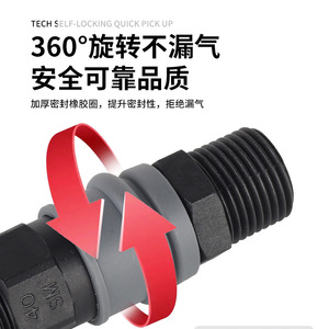 Acoplador Rápido Neumático de Plástico y Acero, Autoblocante Tipo C para Gas de Alta Presión 20 30 40 - Product Image 3
