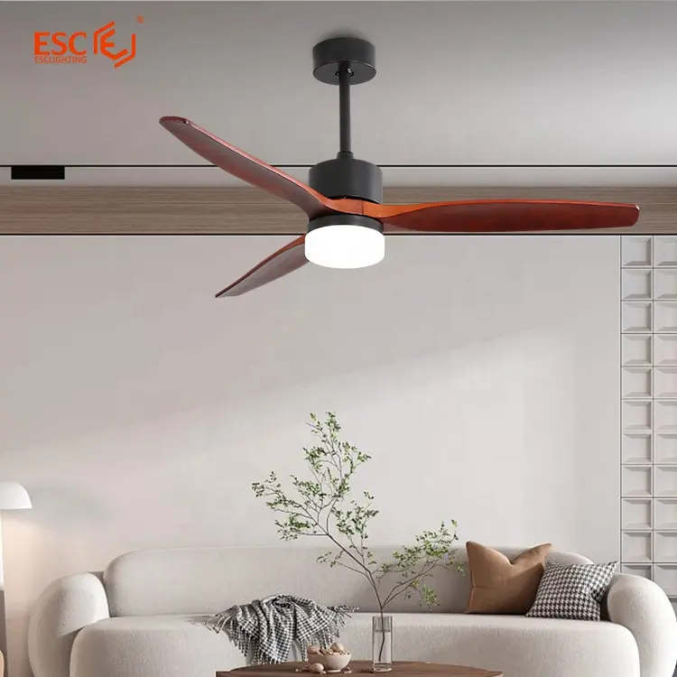 Modern decorative ceiling fan remote control smart wooden ac ceiling fan with light and remote