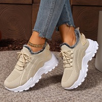Chaussures de sport rétro classiques à lacets en coton mélangé de couleur unie, antidérapantes, tendance mode, chaudes et confortables, simples et décontractées