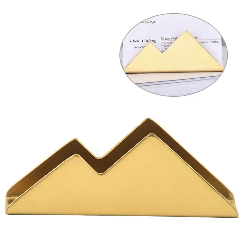 Modern looking mountain design desktop name card display stand gold business card holders for desk
