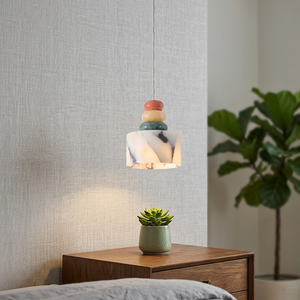 Luminaire suspendu réglable en hauteur pour salle à manger, table de chevet, restaurant, en marbre naturel d'albâtre nordique et pierre colorée - Product Image 5