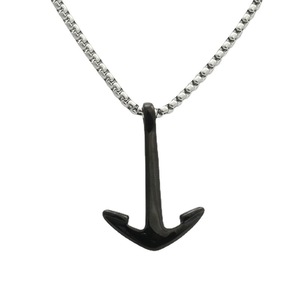Collier avec pendentif ancre en acier inoxydable, design géométrique rétro pour homme, 280440 - Product Image 4