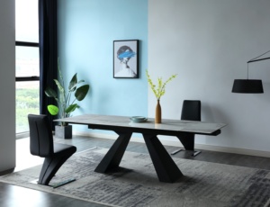 Mesa de Comedor Extensible de Piedra Sinterizada con Base de Metal, Compre Muebles de China en Línea - Product Image 2