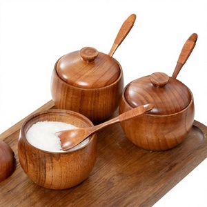 Natural <b>Bamboo</b> Wooden Jar 250ml Reusable Kitchen Storage <b>Container</b> with Wooden Lid Luxury Design for Spice AZ ENTERPRISES - Product Image 4