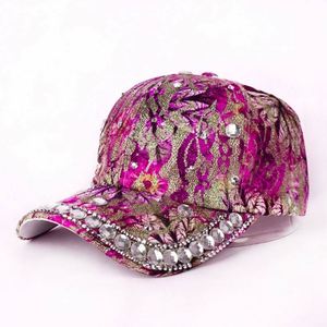 Casquette de baseball unisexe originale en strass, style sportif, 6 panneaux, en tissu polyester/coton courant, vente en gros - Product Image 5