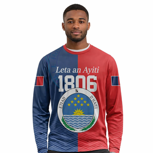Camisetas de Manga Larga Ligeras con Estampado 3D Personalizado de Haití (<span class=keywords><strong>Leta</strong></span> an Ayiti 1806-1811) para Hombre, Cuello Redondo, Manga Completa, Fabricación a Medida 2026 - Product Image 1