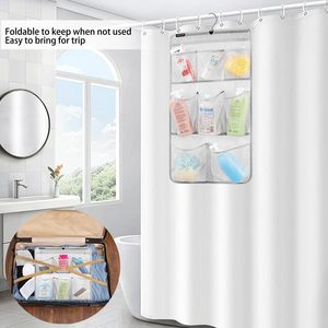 Mesh <b>Shower</b> Organizer 8 Pockets Hanging <b>Caddy</b> Quick Dry Bathroom Storage For Toiletries With Rotating <b>Hanger</b> - Product Image 5