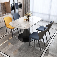 Ensemble de tables à manger modernes et luxueuses 6 places extensibles en métal de roche mobilier de maison pour hôtel école salle à manger complète de luxe