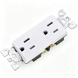 Cubierta de Tomacorriente de Pared de Plástico Blanco con 2 Receptáculos Dobles 125V 15A IP20 Estilo Minimalista - Product Image 5