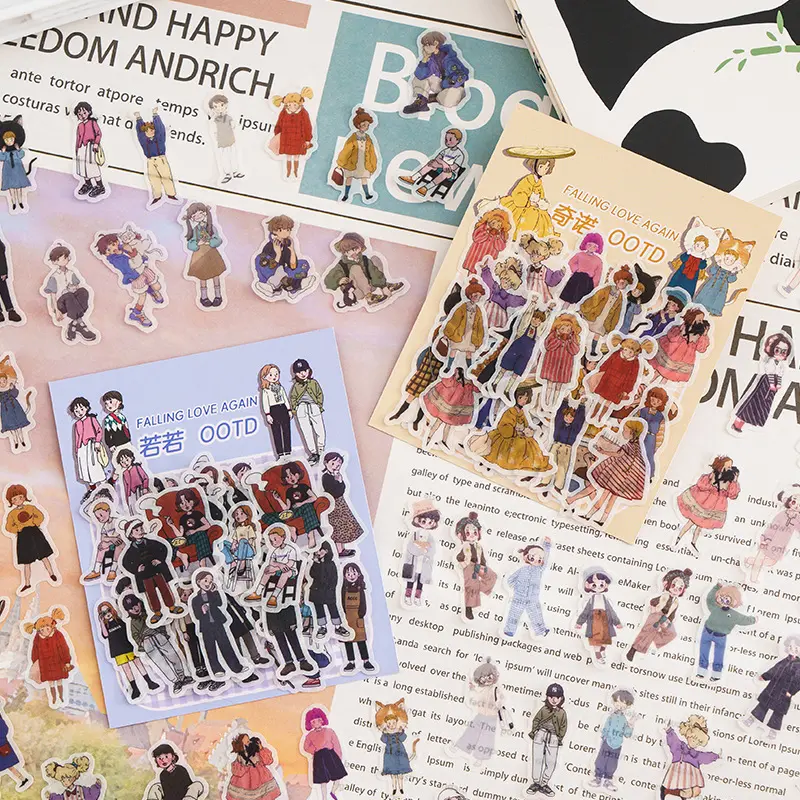 40 cái Kawaii phim hoạt hình cô gái trường trang trí album kế hoạch dán scrapbooking Nhật Ký giấy dính Flakes tay tài khoản Sticker