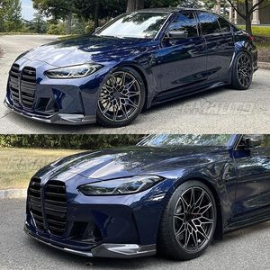 ลิ้นกันชนหน้ารถยนต์สำหรับ BMW G80 M3 G82 G83 M4 ปี 2021-2023 แบบ Splitter Diffuser Spoiler Fender ลายคาร์บอนไฟเบอร์ สีดำเงา - Product Image 3