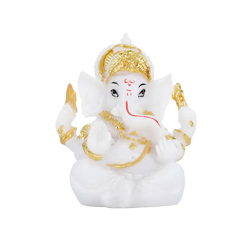 Estatua de resina de Ganesha, estatua de Ganesha, Mini señor chapado en oro, diosa india, nuevo diseño