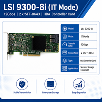 Tarjeta HBA LSI SAS 9300-8i Pre-flashed, Modo IT, SAS3008, 8 Puertos, 12Gb/s, SAS SATA PCIe3.0 X8, 2*SFF8643, ZFS, TrueNAS, UnRAID