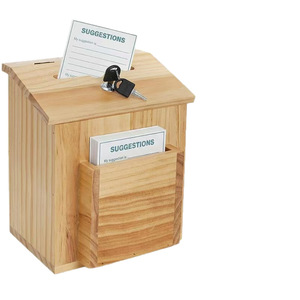 Boîte à suggestions en bois carrée murale avec serrure et fente pour le rangement de clés, idéale pour le bureau - Product Image 2