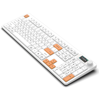 Clavier de bureau 104 touches pleine grandeur 2.4G BT sans fil filaire 3 modes commutateur à ciseaux clavier d'ordinateur Super mince avec écran LED
