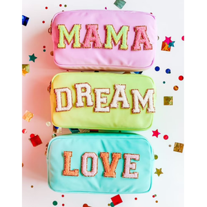 低最小起订量INS时尚尼龙耐用个性化闪光字母贴片定制女性女士DIY旅行沙滩化妆化妆包 - Product Image 2