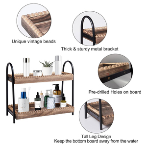 Support métallique sur <span class=keywords><strong>palette</strong></span> <span class=keywords><strong>en</strong></span> bois personnalisée CF, organisateur de comptoir <span class=keywords><strong>à</strong></span> 2 niveaux pour vanité, cuisine, station café, salle de bain, pour la maison et l'auberge - Product Image 3