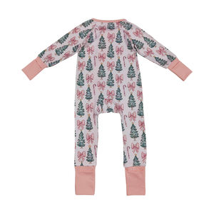 Ropa RTS para niños al por mayor, Pelele de manga larga con cremallera sin pedido mínimo para niñas, diseño de árbol de Navidad para primavera - Product Image 3