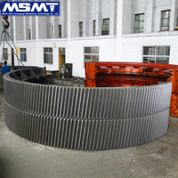 Grande roue dentée en acier forgé pour moulin à billes et four, avec dents trempées sur mesure