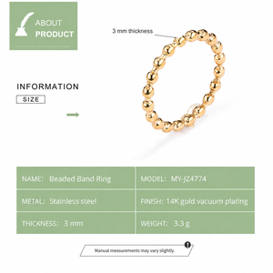 Gold Plated Ball Bead <b>Ring</b> Classic <b>Plain</b> Band Unisex Daily Wear Fashion Jewelry - Product Image 4