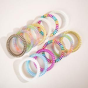 Banda de goma de moda de alta calidad duradera usando 5,0 cm <span class=keywords><strong>fino</strong></span> transparente brillo teléfono <span class=keywords><strong>alambre</strong></span> banda para el cabello bobina elástica lazos para el cabello - Product Image 4