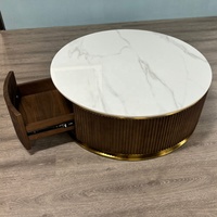 Table basse ronde en bois massif de frêne, style vintage moderne, table d'appoint rustique avec rangement, décorative et écologique pour la maison et le bureau
