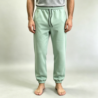 Pantalon de survêtement thermique en molleton épais vert pour homme, anti-plis, avec cordon de serrage à la cheville, modèle simple et vierge