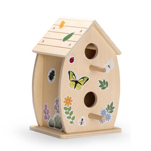 Kit Casa Do Pássaro Artesanato De Arte Brinquedos De Madeira Artesanato De Madeira Inacabado Com Adesivos Casa De Pássaro De Madeira Fora - Product Image 4