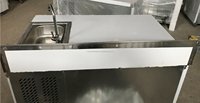 Meja Kerja Pendingin Stainless Steel dengan Pintu Ganda, Pengontrol Digital, dan Fitur Auto Defrost, Kulkas Komersial untuk Minuman Teh Susu