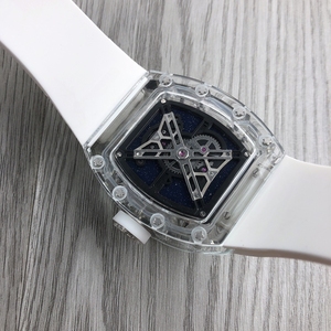 Orologio <span class=keywords><strong>da</strong></span> Polso Meccanico <span class=keywords><strong>da</strong></span> Uomo Raro <span class=keywords><strong>da</strong></span> <span class=keywords><strong>Collezione</strong></span> a Tema Spaziale, con Cassa Tonneau, Quadrante in Cristallo Trasparente Smaltato e Tourbillon, Orologio Artistico di Carattere - Product Image 4