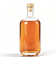 Bouteille en verre transparente personnalisée en forme de cylindre avec bouchon en liège, impression sérigraphique pour la vodka, le whisky, la tequila, le rhum, le gin, le brandy - Logo personnalisé