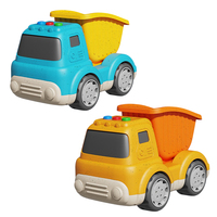 Ensemble de 6 jouets de construction en paille de blé : Camion benne, Excavatrice, Camion poubelle avec lumières et sons, Véhicules d'ingénierie de dessin animé pour enfants