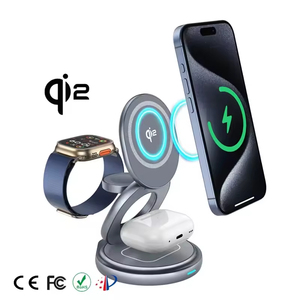 Estación de Carga Inalámbrica Magnética Plegable de 15W, 360 °   Base de Carga Giratoria para Escritorio Compatible con Teléfono, iWatch y Auriculares - Product Image 3