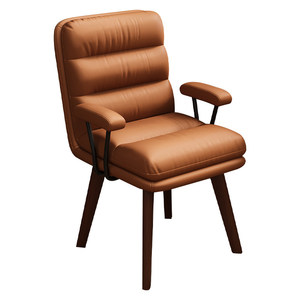 Chaise de bureau de loisirs en similicuir résistant aux griffures de chat, dossier solide, accoudoirs rembourrés fixes, chaise de bureau statique <span class=keywords><strong>non</strong></span> pivotante avec - Product Image 6