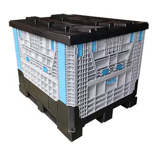 Foldable pallet storage container collapsible plastic pallet box