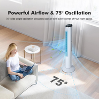 Ventilador de Torre Eléctrico de Alta Calidad, 40 Pulgadas, Sin Aspas, de Plástico, con Control Remoto, Oscilación, Tres Velocidades, Pantalla LED, para Uso en Hogar y Hotel