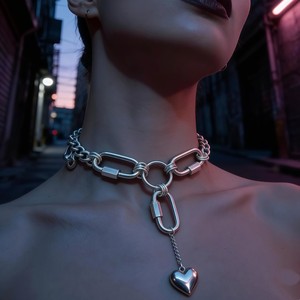 Collier ras du cou géométrique Aifule en acier inoxydable 304 avec pendentif cœur, tendance et personnalisé pour femme - Product Image 2