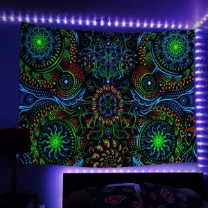 Hippie psychedelic UV cahaya hitam permadani kustom bersinar trippy permadani