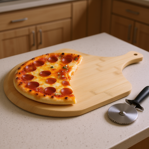Tabla para cortar pizza KESPER de bambú de 12x18 pulgadas para servir y cortar - Product Image 3